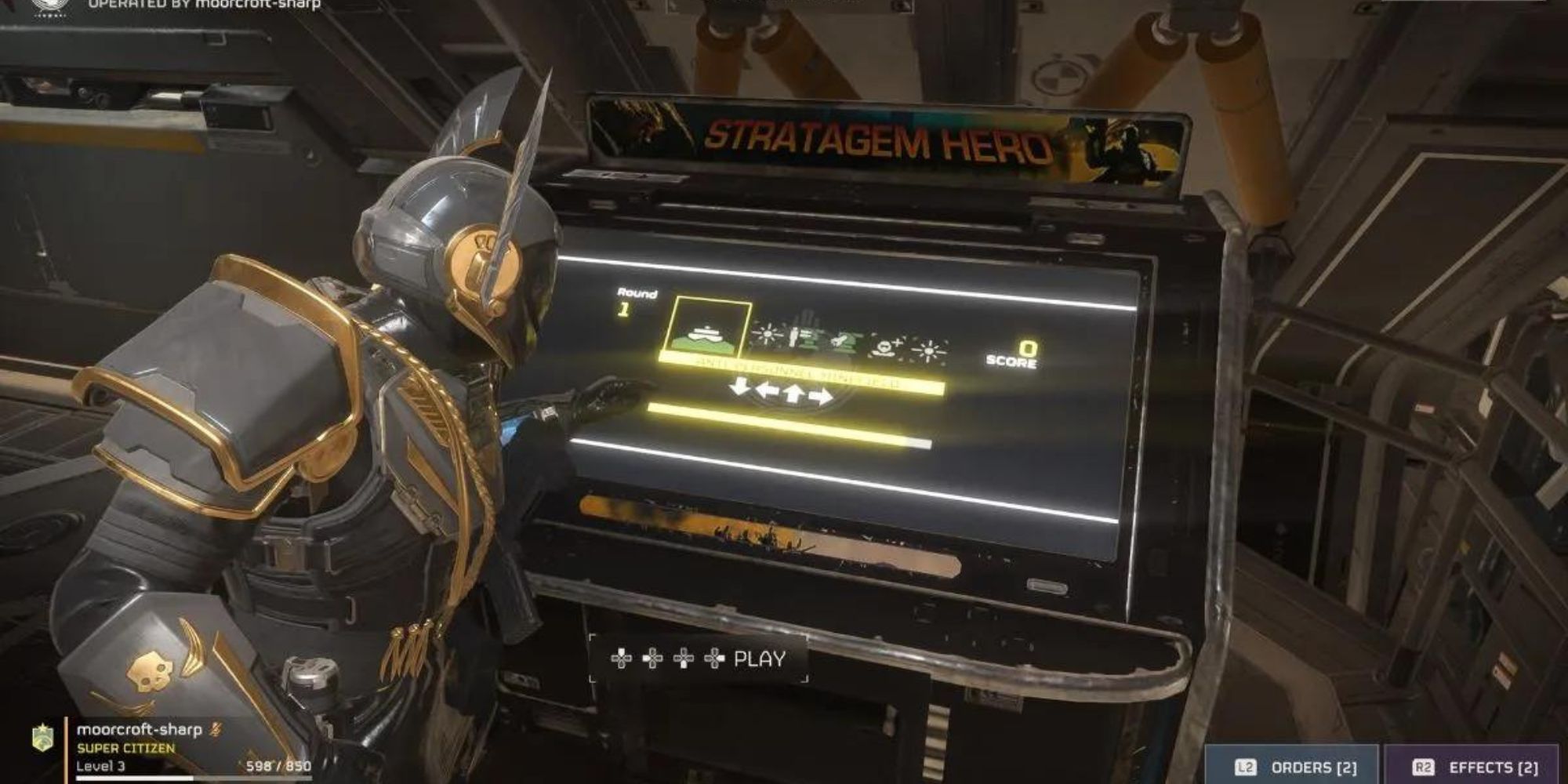 A screenshot of the Stratagem Hero minigame in Helldivers 2