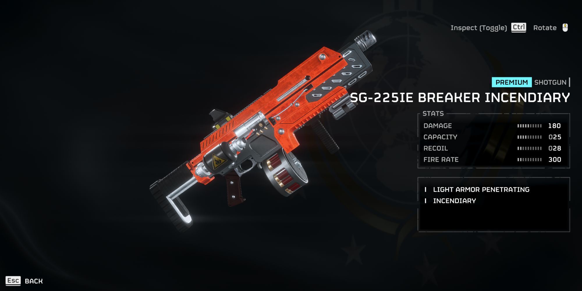 A screenshot of the details page for the SG-225IE Breaker Incendiary