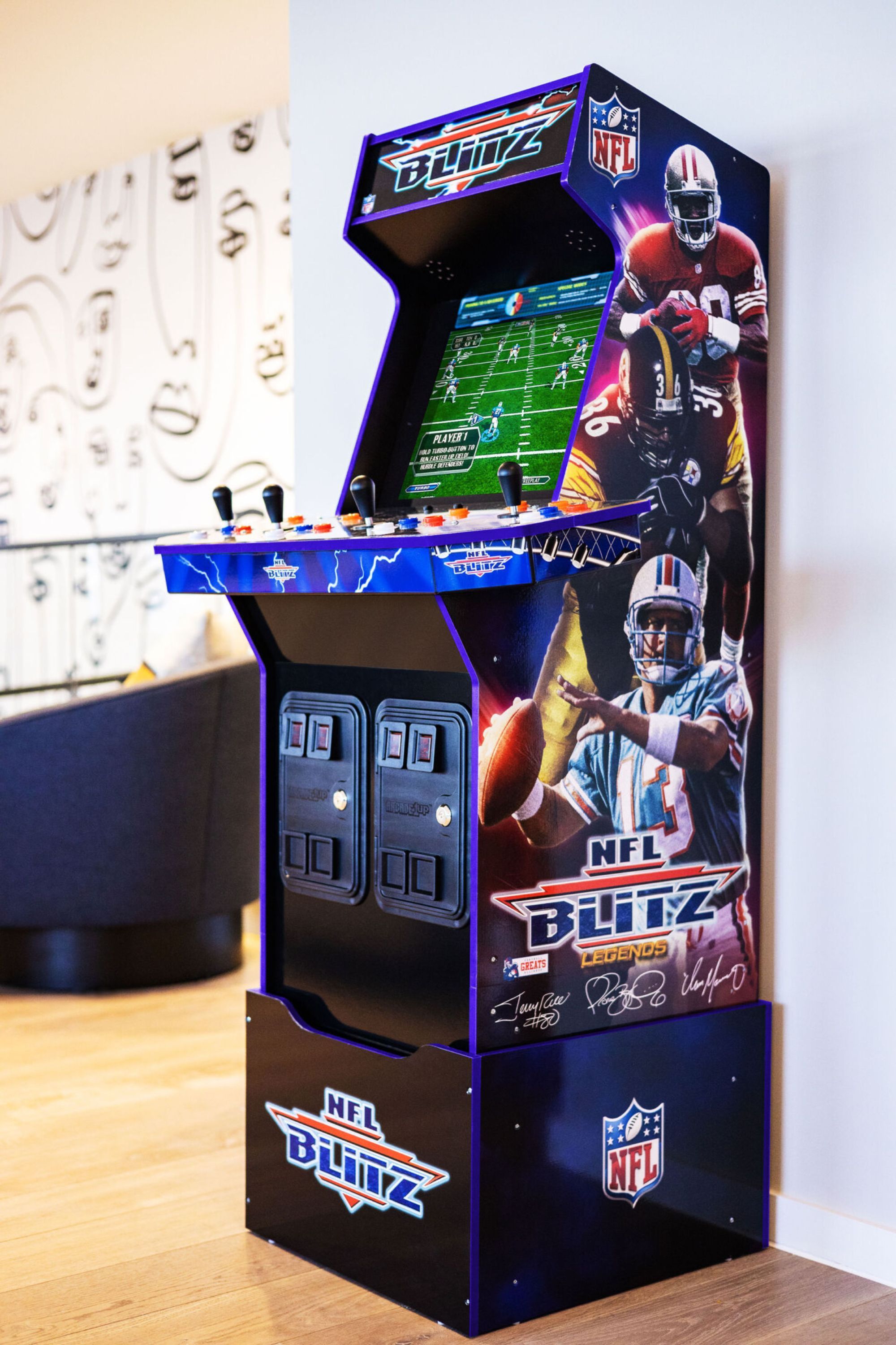 Product still for the Arcade1Up NFL Blitz Arcade With Riser & Lit Marquee