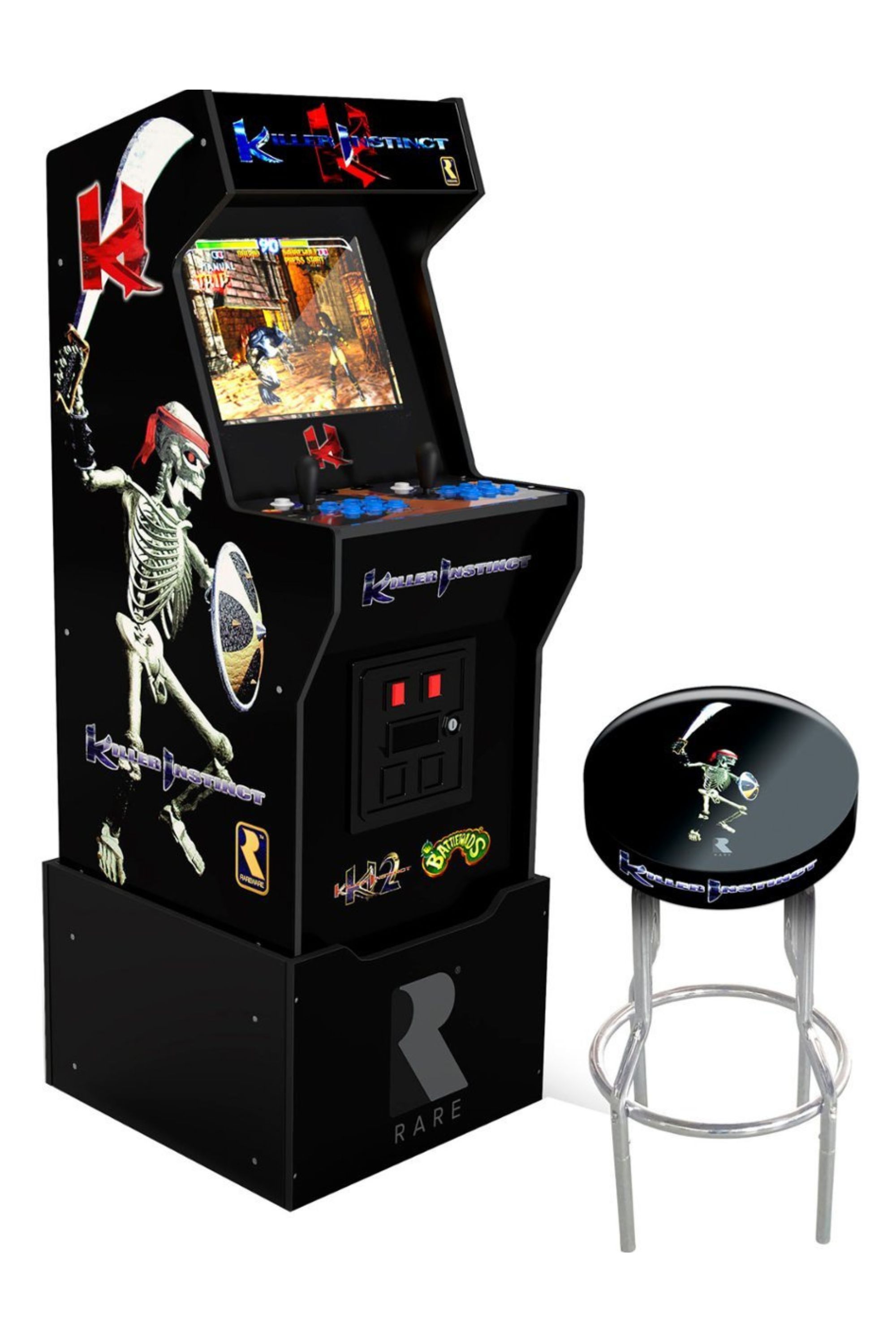 Product still for the Arcade1Up Killer Instinct Arcade with Stool, Riser, Lit Deck & Lit Marquee