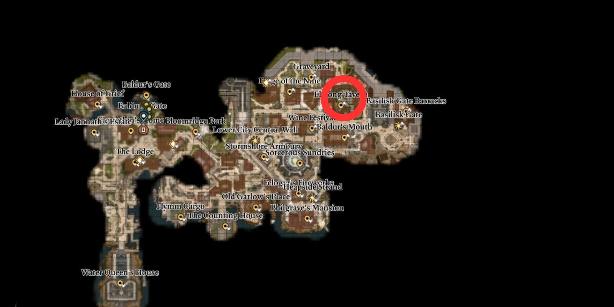 Baldur's Gate 3 - Elfsong Tavern Location