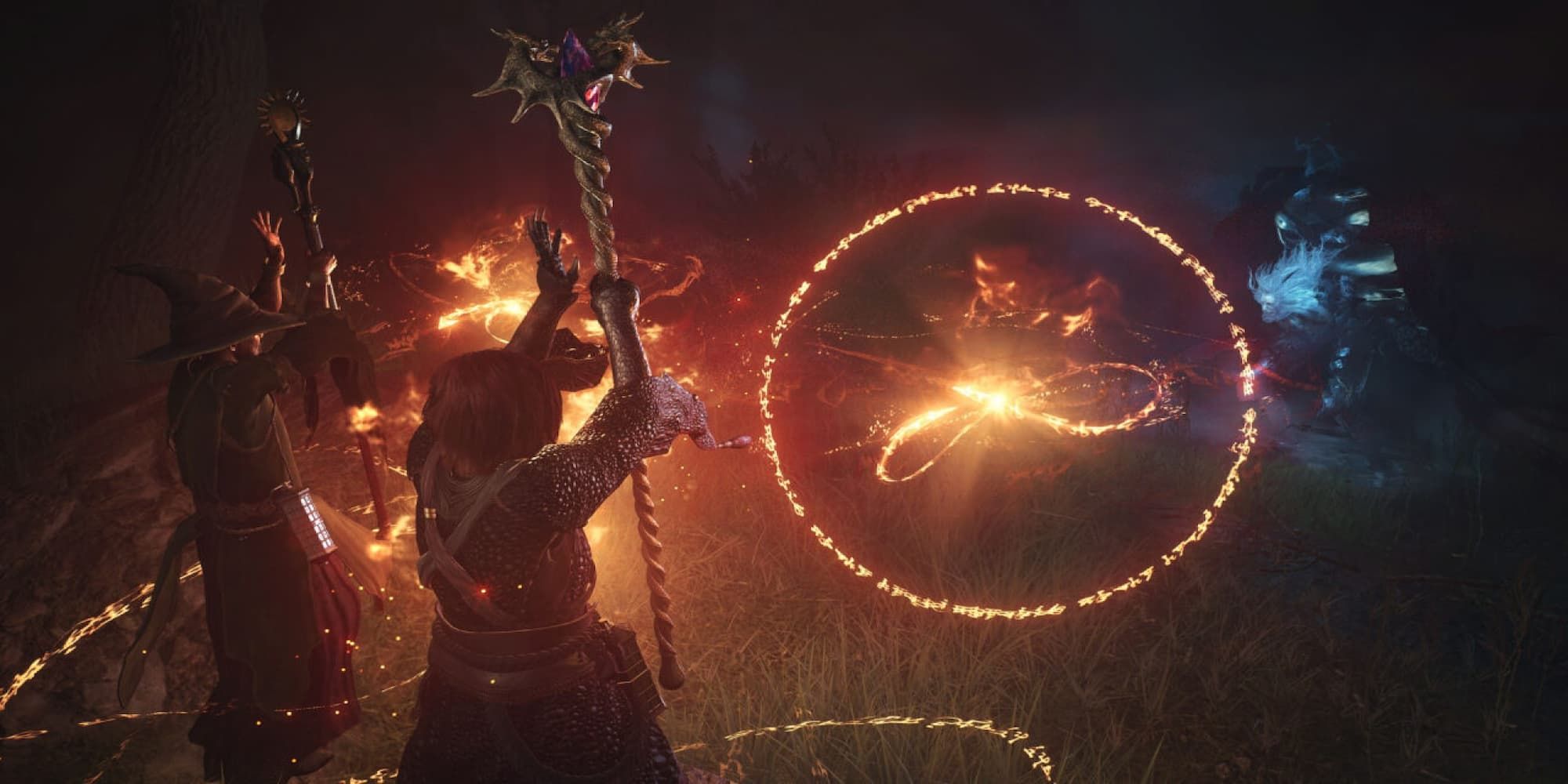 A Sorcerer Casting A Fire Spell 