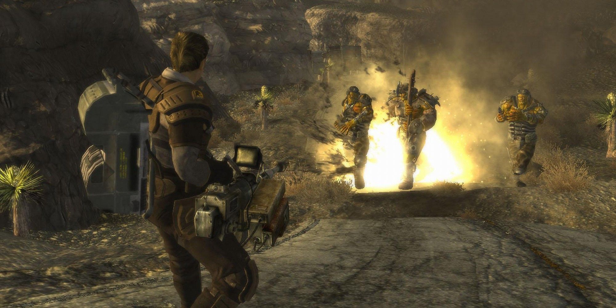 An explosion from Fallout: New Vegas