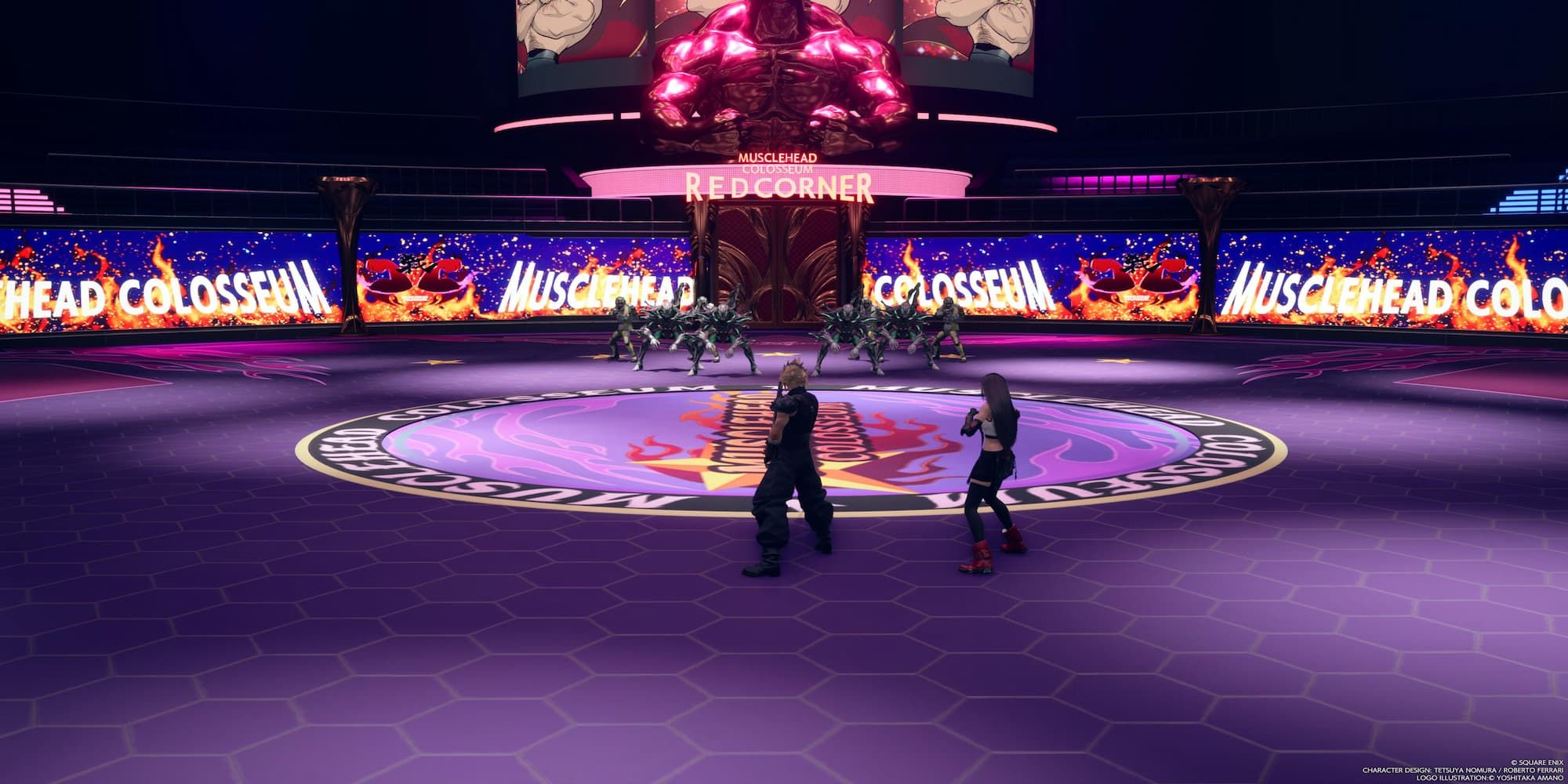 Cloud & Tifa Fighting In The Musclehead Colosseum 