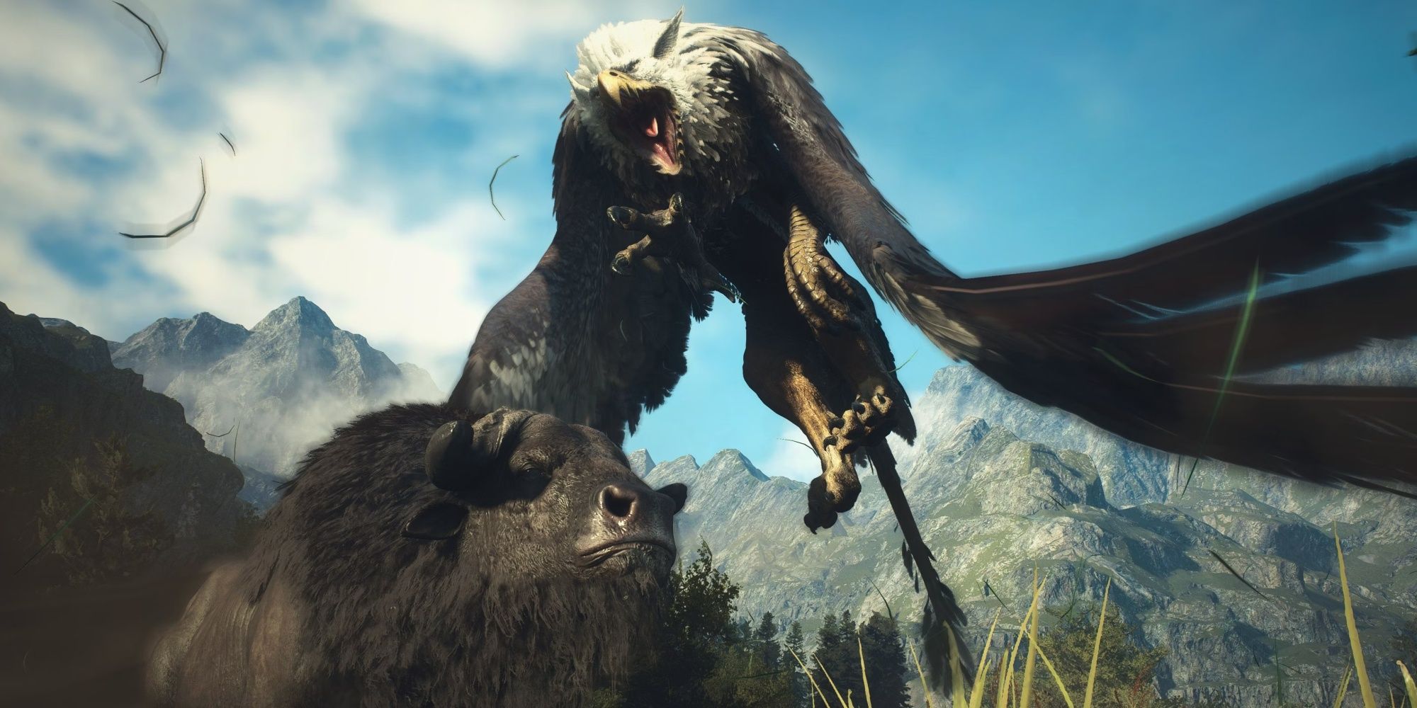 Dragon's Dogma 2 Griffin attacking an ox