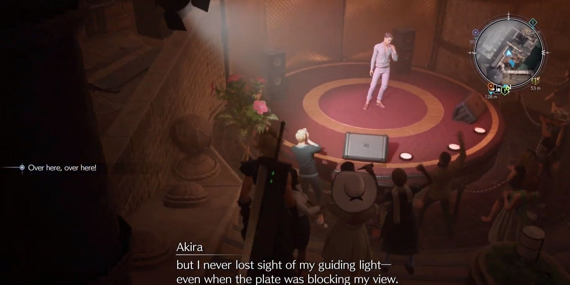 Cloud watches Akira sing in Final Fantasy 7 Rebirth 