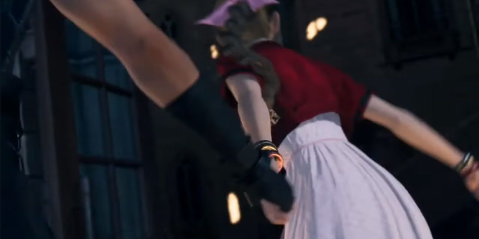 Aerith takes Cloud's hand in Final Fantasy 7 Rebirth