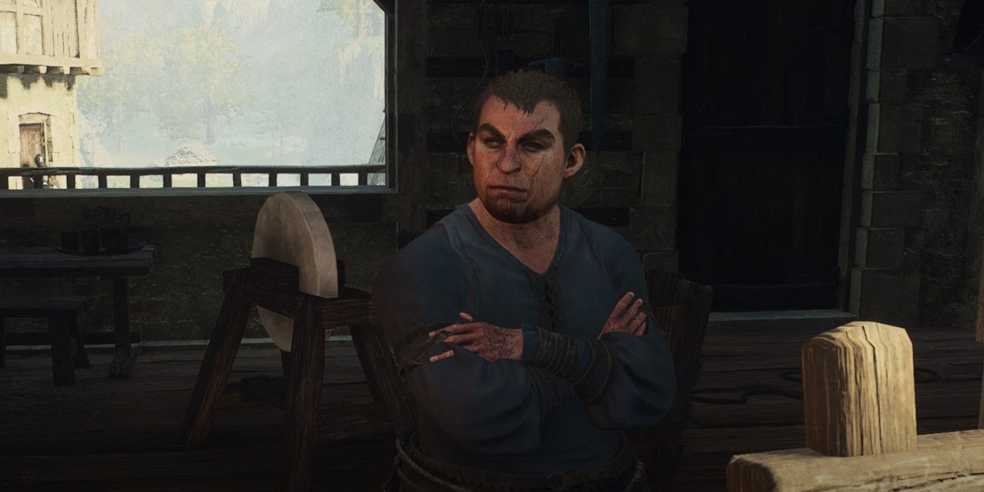 The Dragon's Dogma 2 character is speaking to the Smithy in Vernworth, Rodrick about restoring the Regalia Sword.