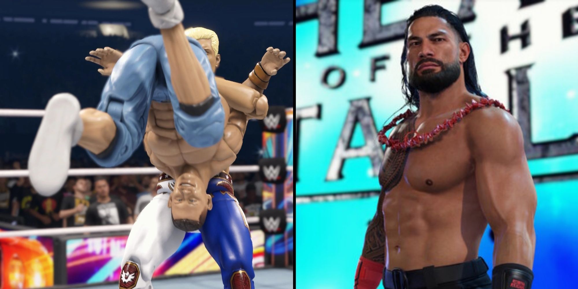 WWE 2K24 Action Figure Cena Roman Reigns Split Image