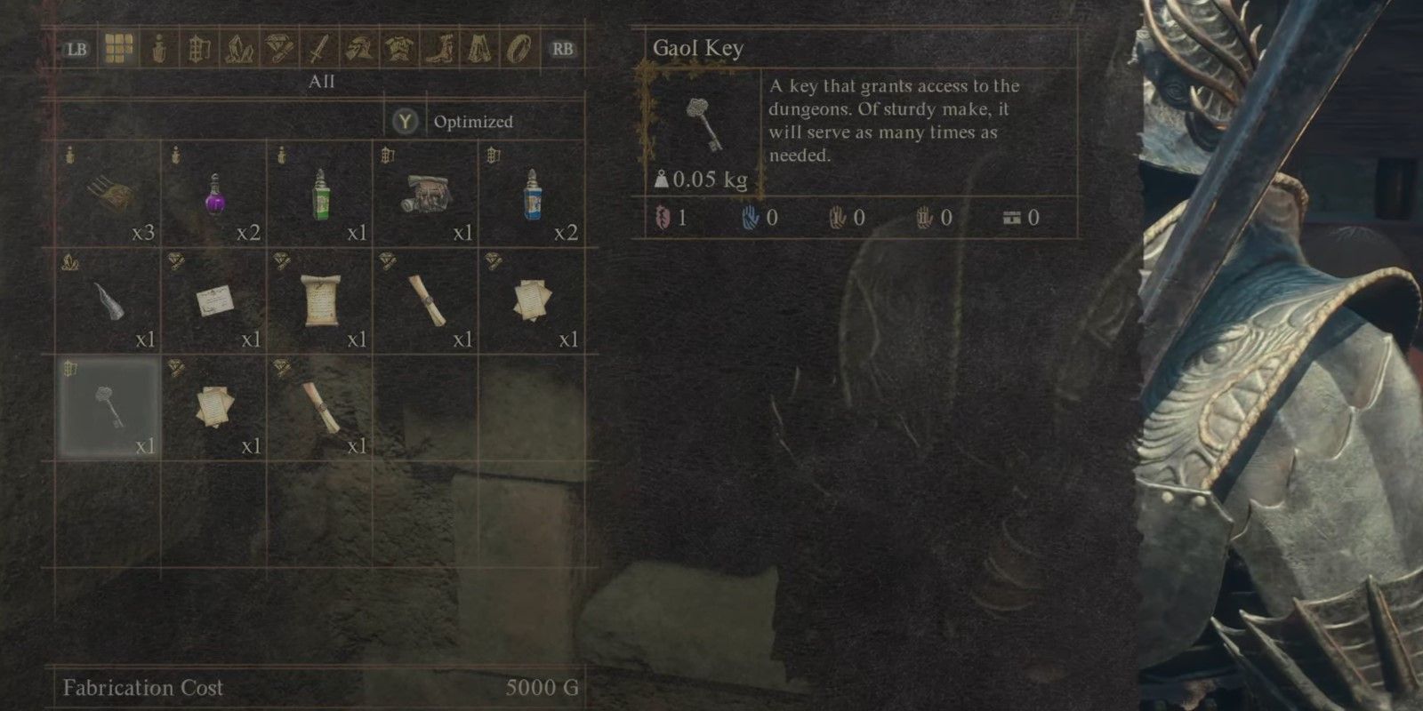 The Dragon's Dogma 2 character is duplicating the Gaol Key.