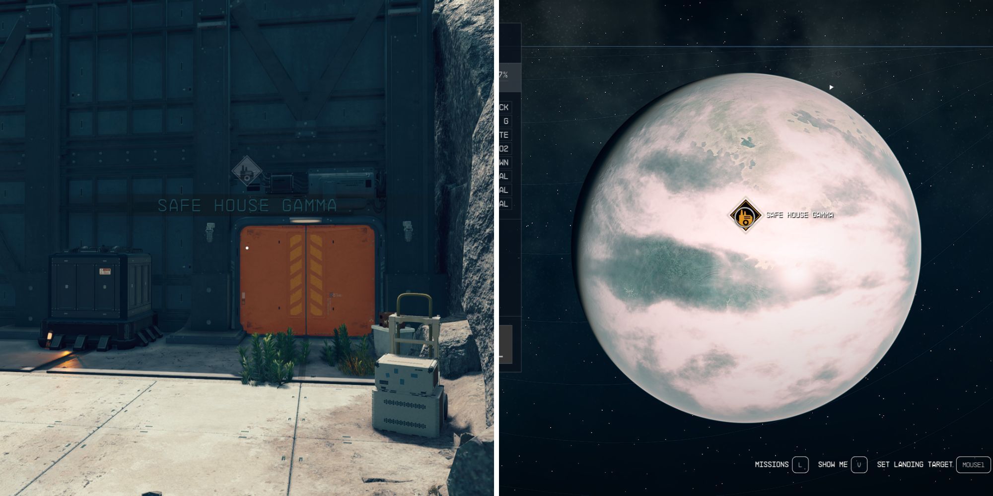The Player Standing At Safehouse Gamma & Its Location On The Planet