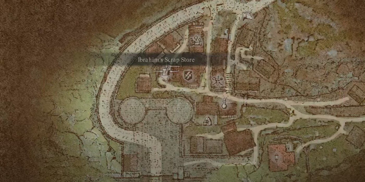 The Dragon's Dogma 2 character is showing the location of Ibrahim's Store.