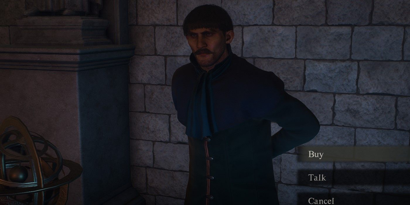 The Dragon's Dogma 2 is speaking with Neomith, purchasing incense from the Pawn Guild.
