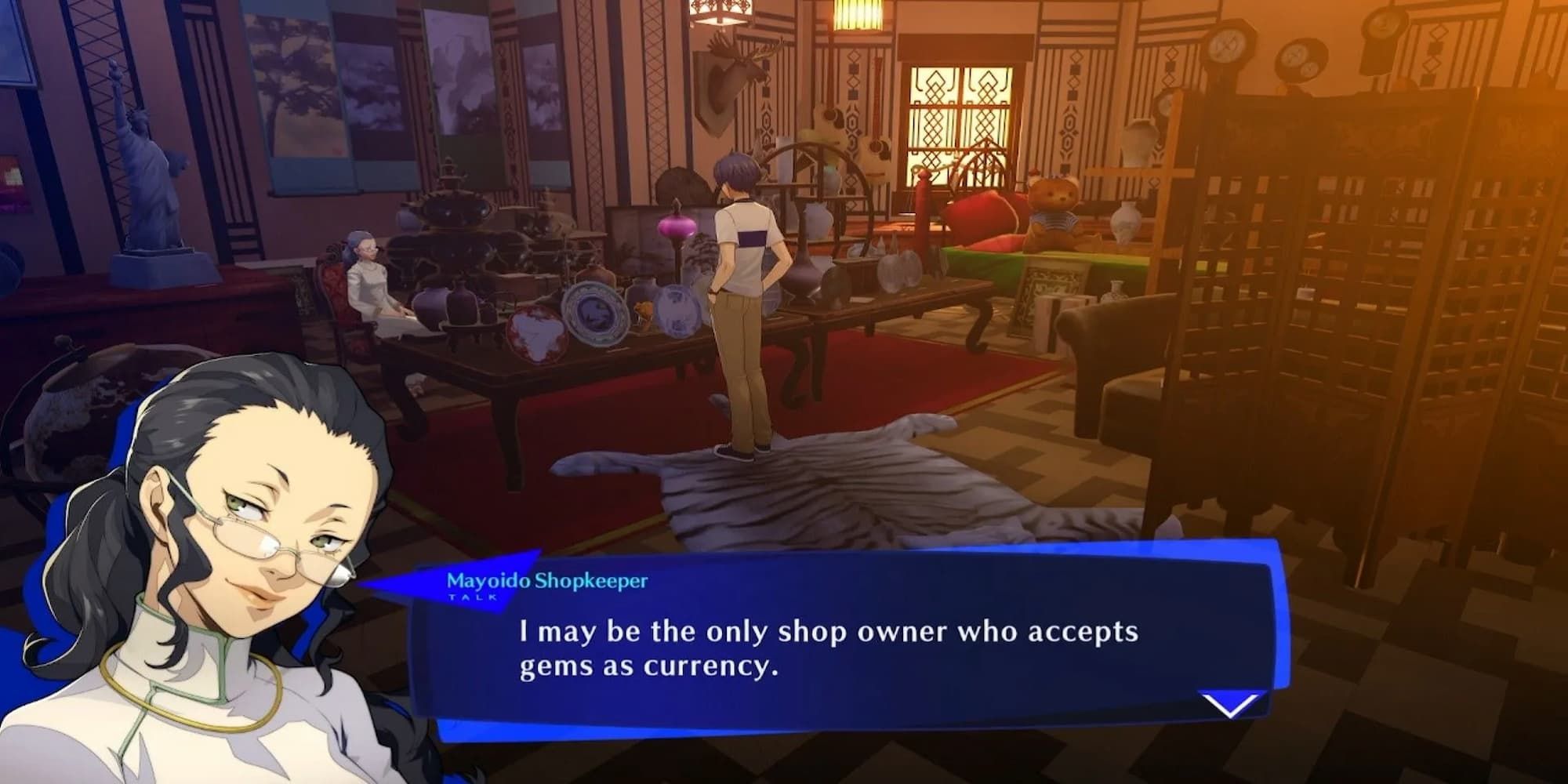 The Player Talking To Mayoido Shopkeeper 