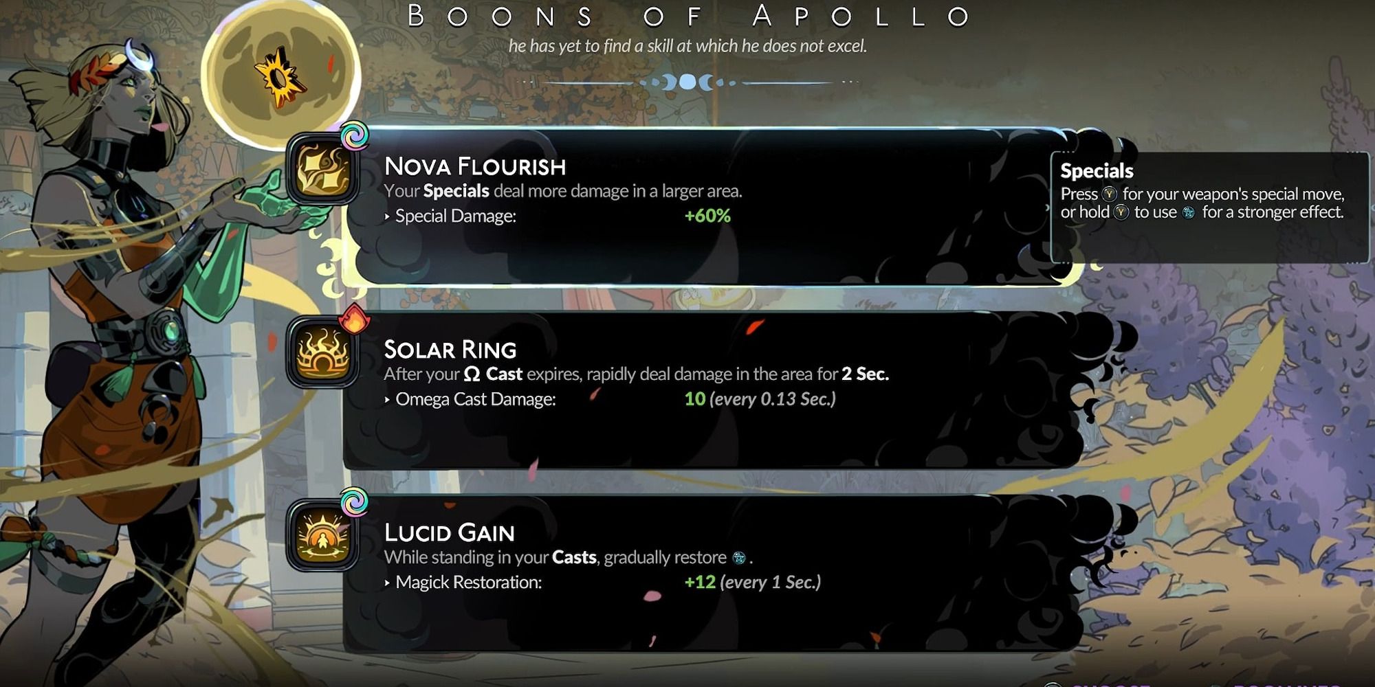 Hades 2 Apollo Boons menu