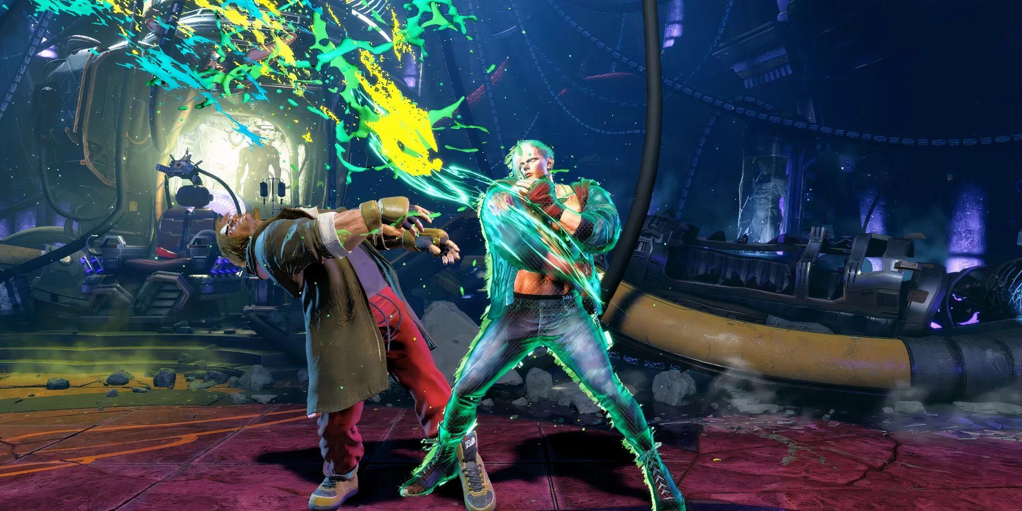 Still of Ed fighting with green and yellow psycho power in Street Fighter 6.