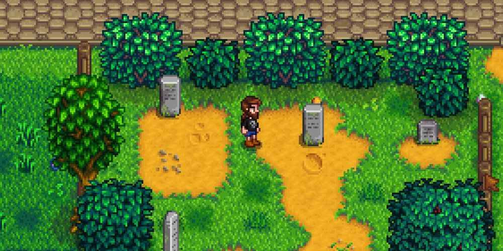 Searching for eggs during the Egg Festival's event in Stardew Valley