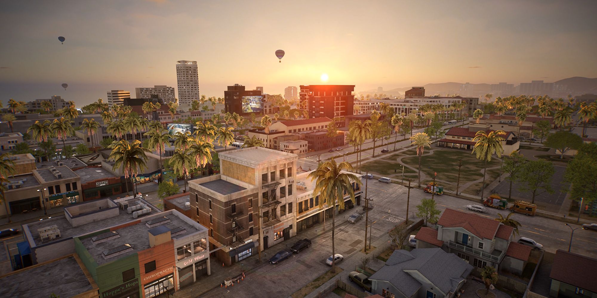 A screenshot of a city skyline from inZOI.