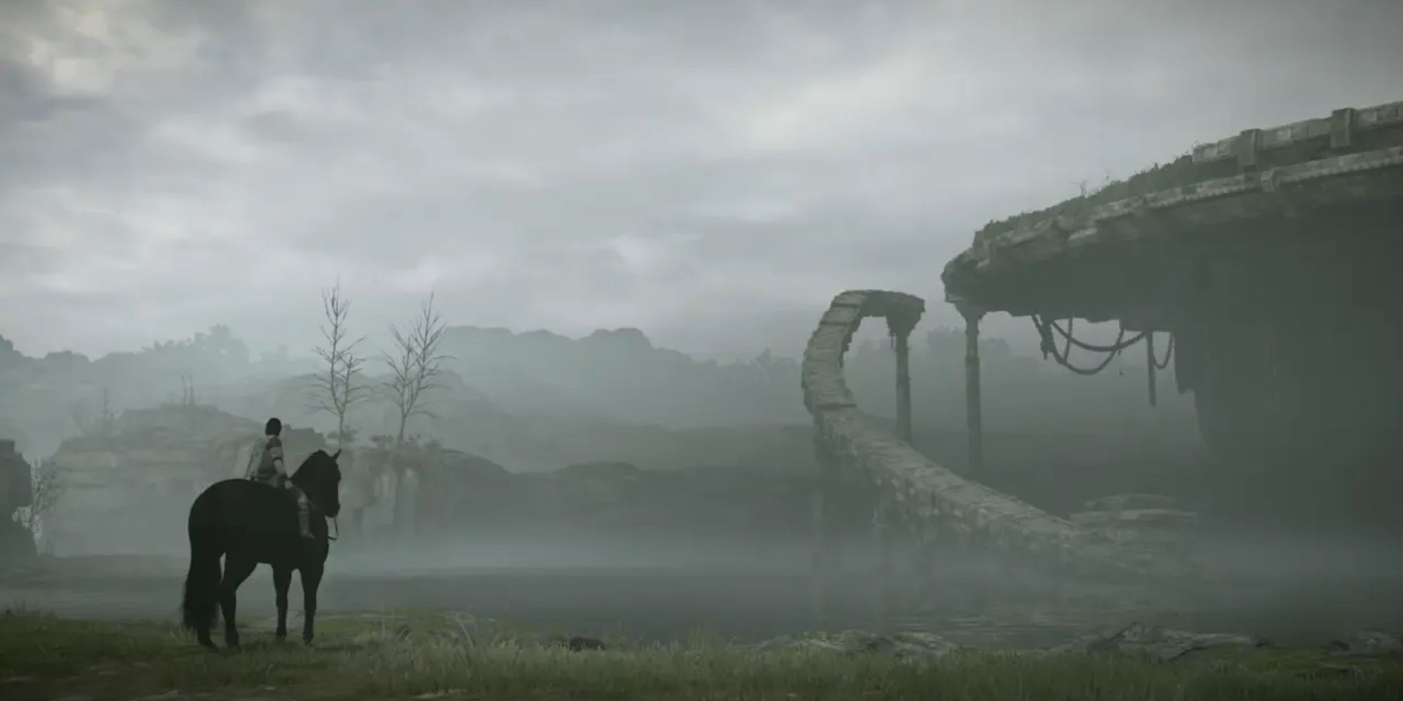 Wander exploring a ruin in Shadow Of The Colossus.