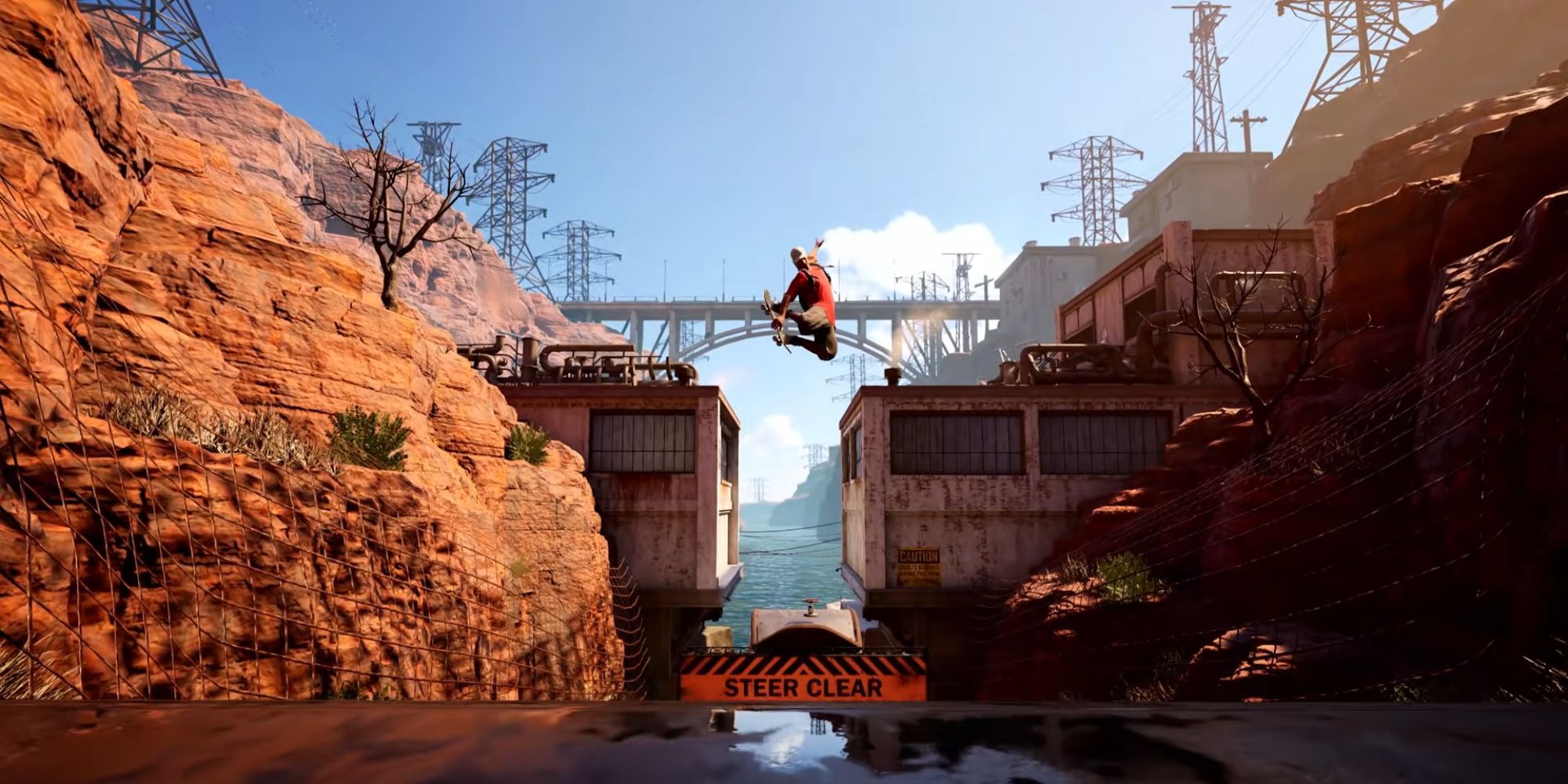 Tony Hawk Pro Skater 1 + 2 skater catching huge air on the map Downhill Jam.