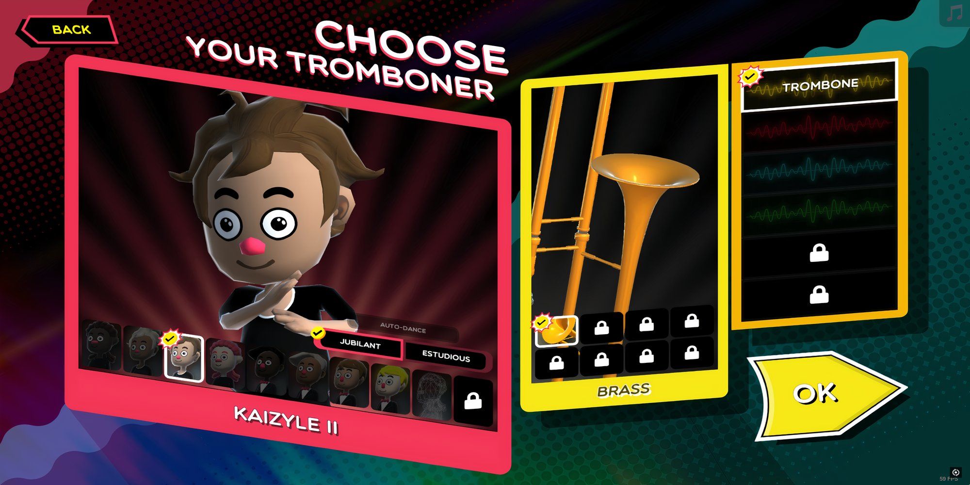 Trombone Champ Character Select Screen