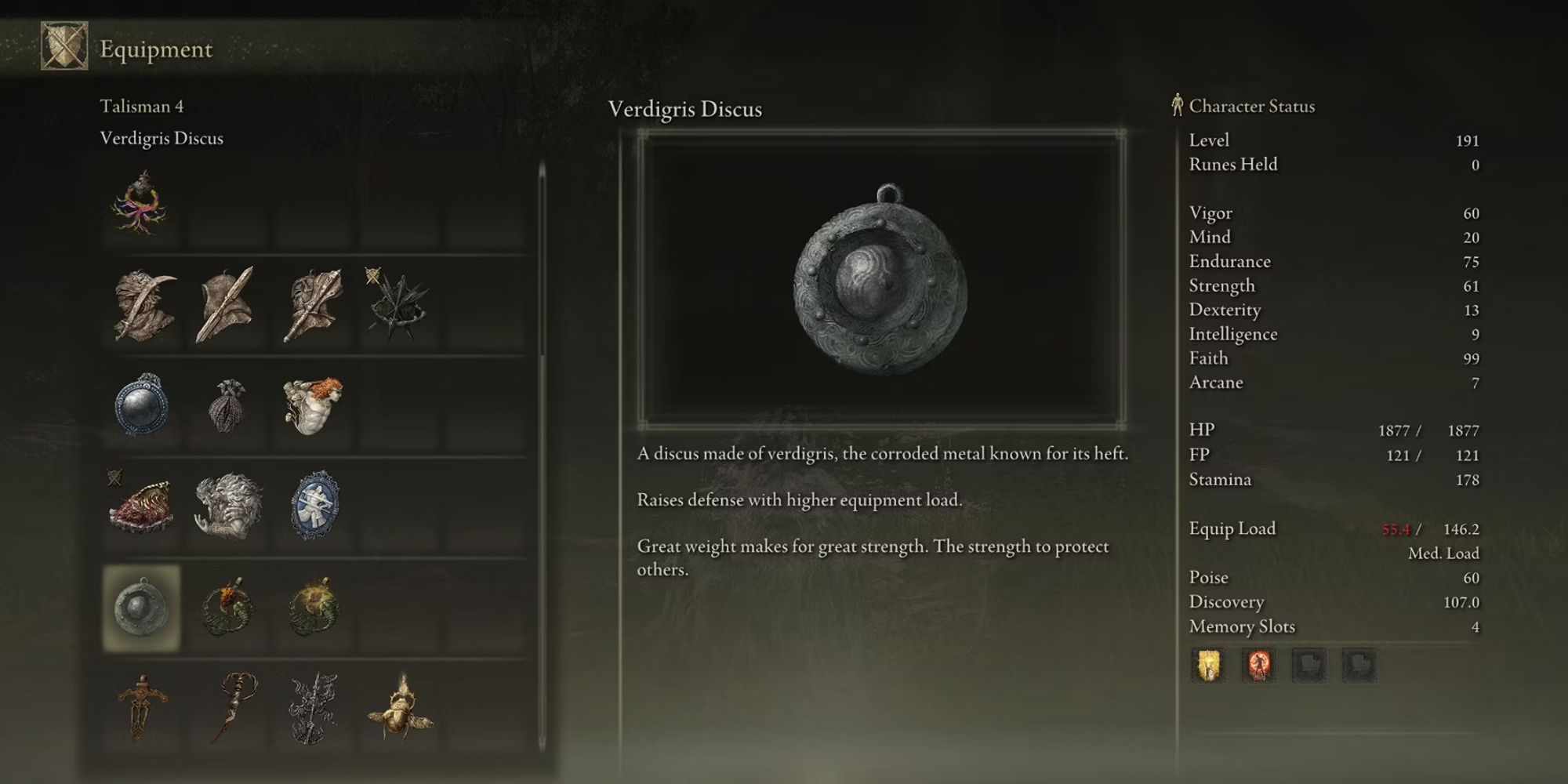 Verdigris Discus Talisman In Elden Ring