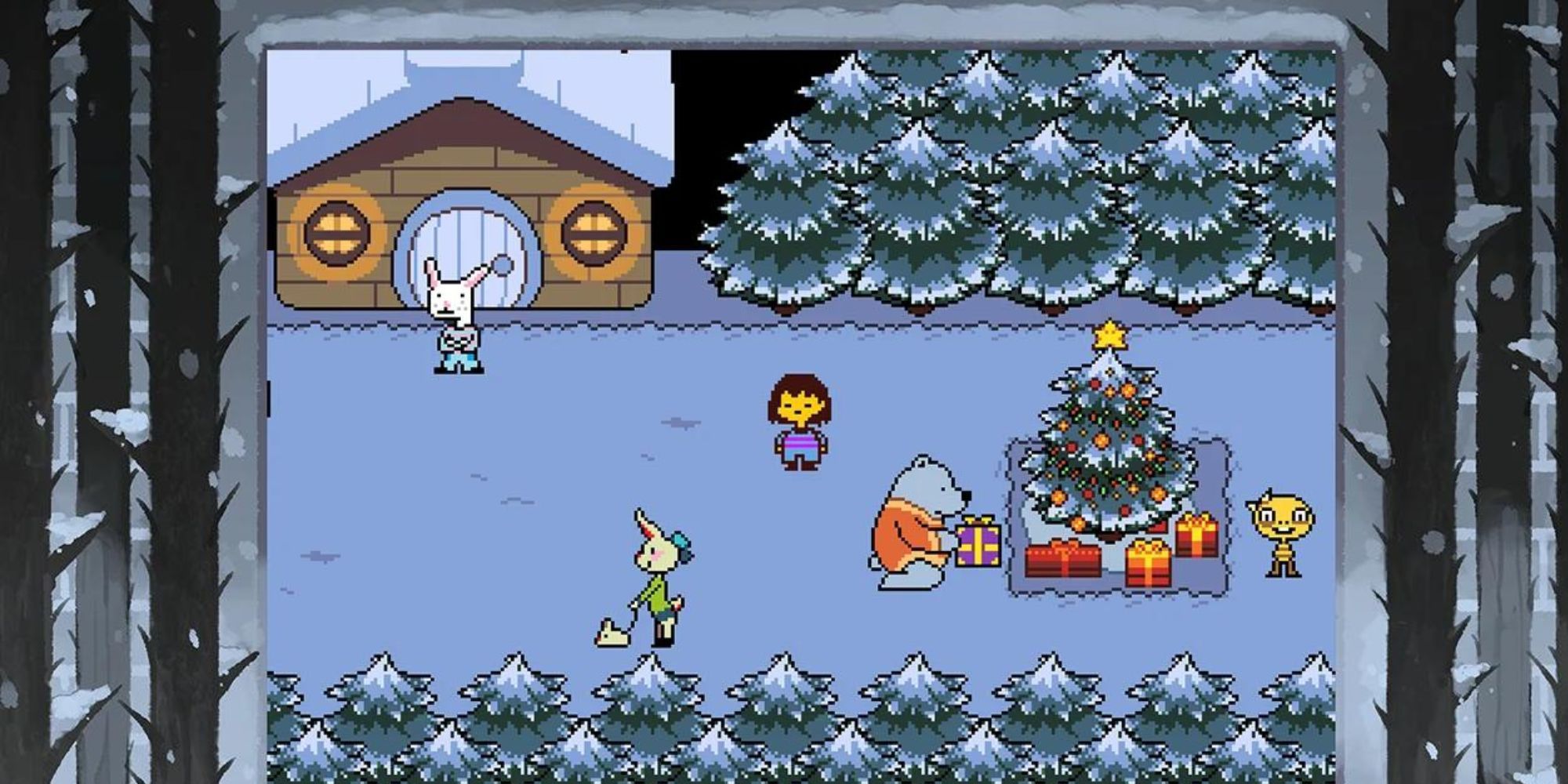 Frisk in the village in Undertale