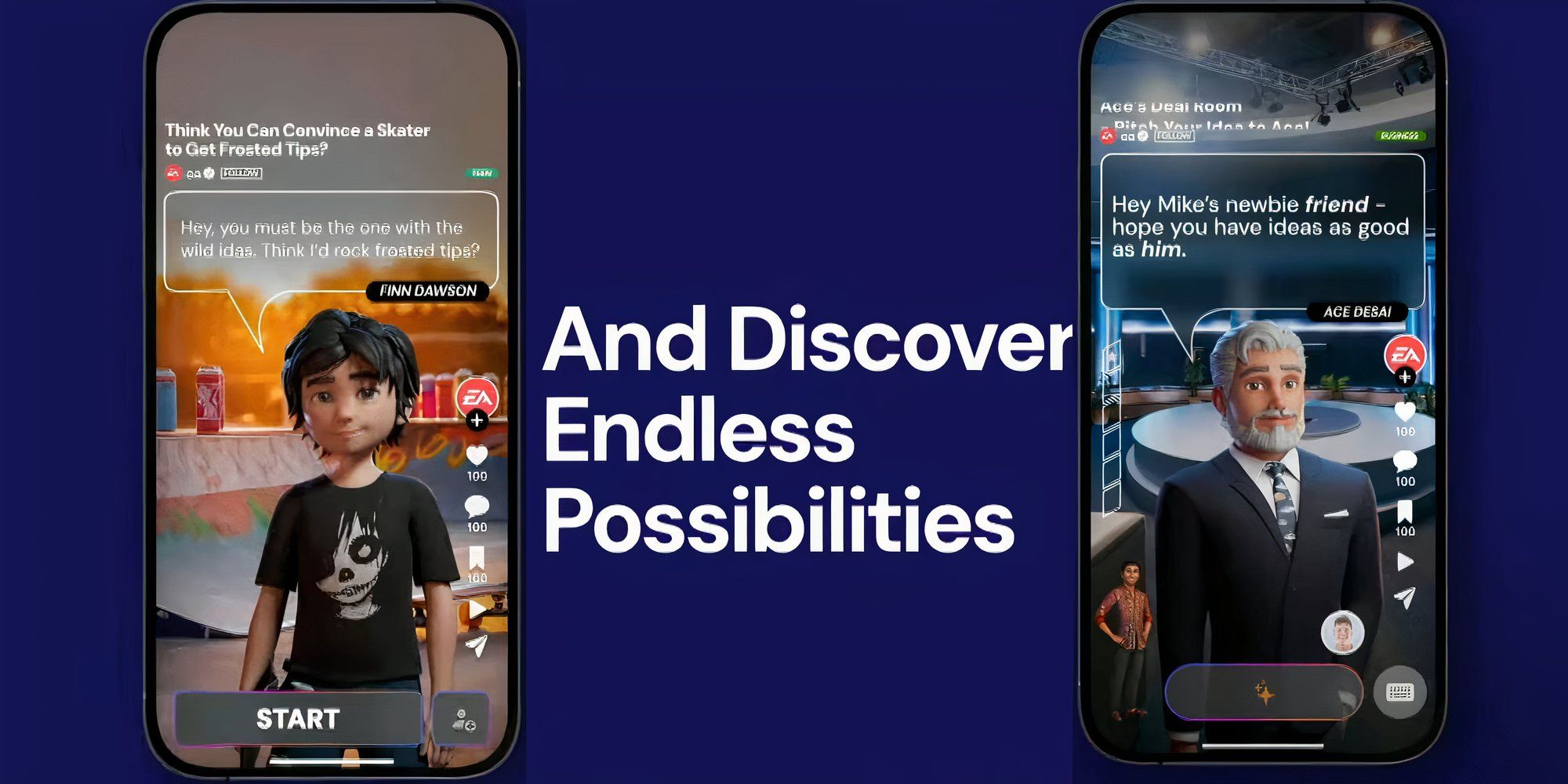 Screenshots of the new AI Project Air running on a phone in EA's Investor Day presentation.