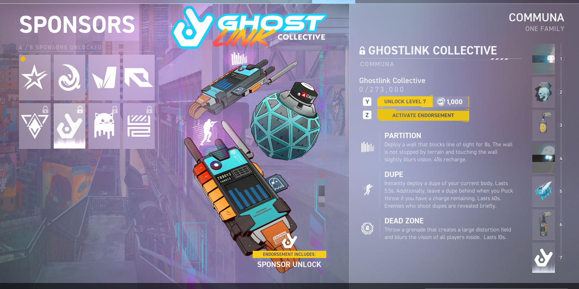 Ghostlink Collective on Sponsor Page in Spectre Divide