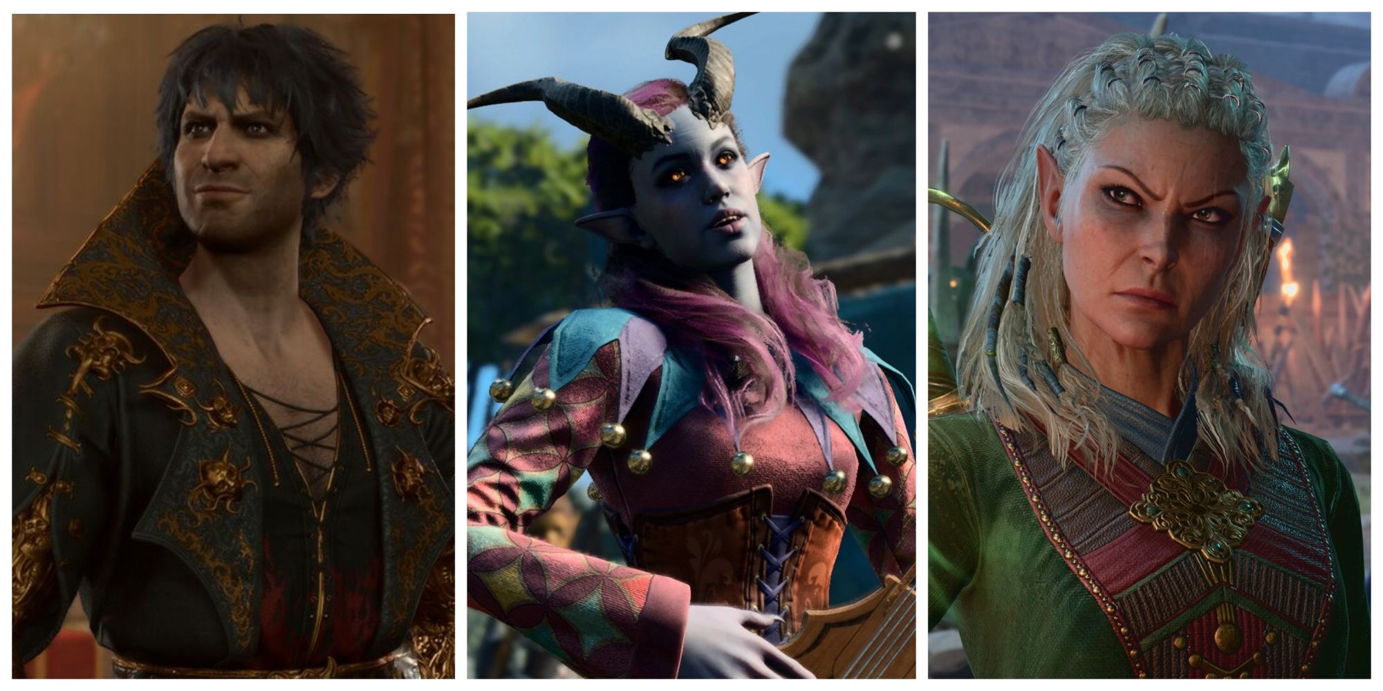 Lord Enver Gortash on the left, Alfira in the centre, and Jaheira on the right, Baldur's Gate 3