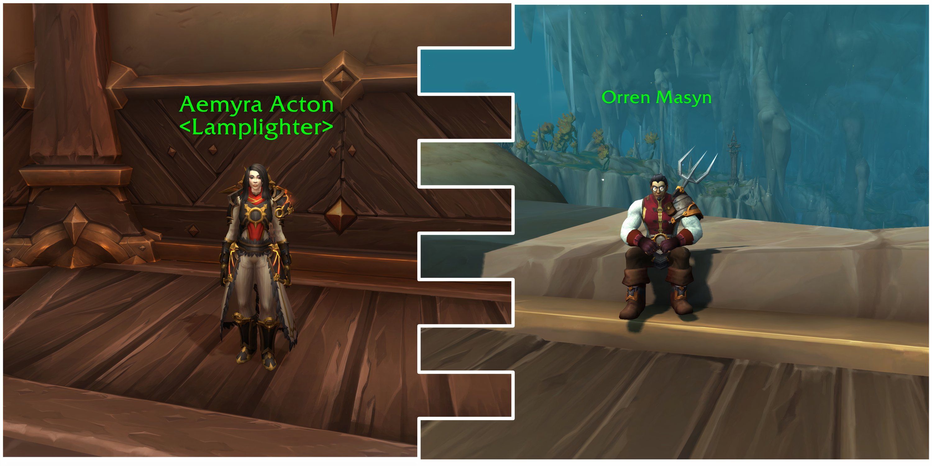 Engineer Orren Masyn and Lamplighter Aemyra Acton, Arathi soldiers