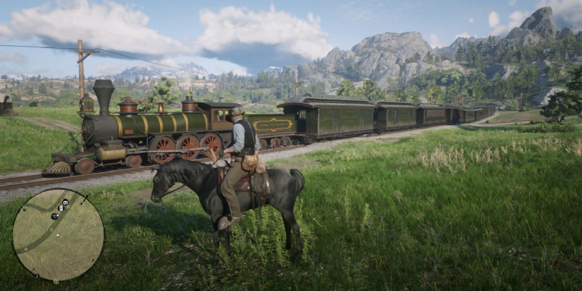 Red Dead Redemption 2 Arthur Morgan prepares to rob a train