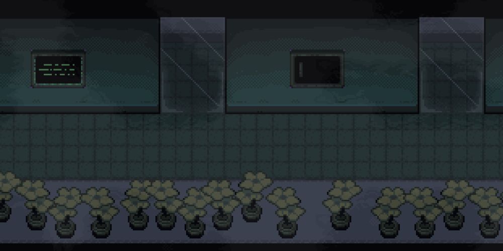 The True Laboratory from Undertale, lined with golden flowers.