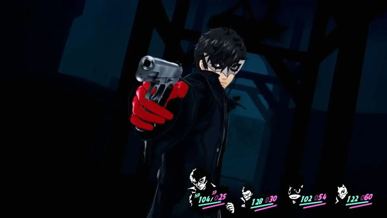 Joker from Persona 5 takes aim during combat