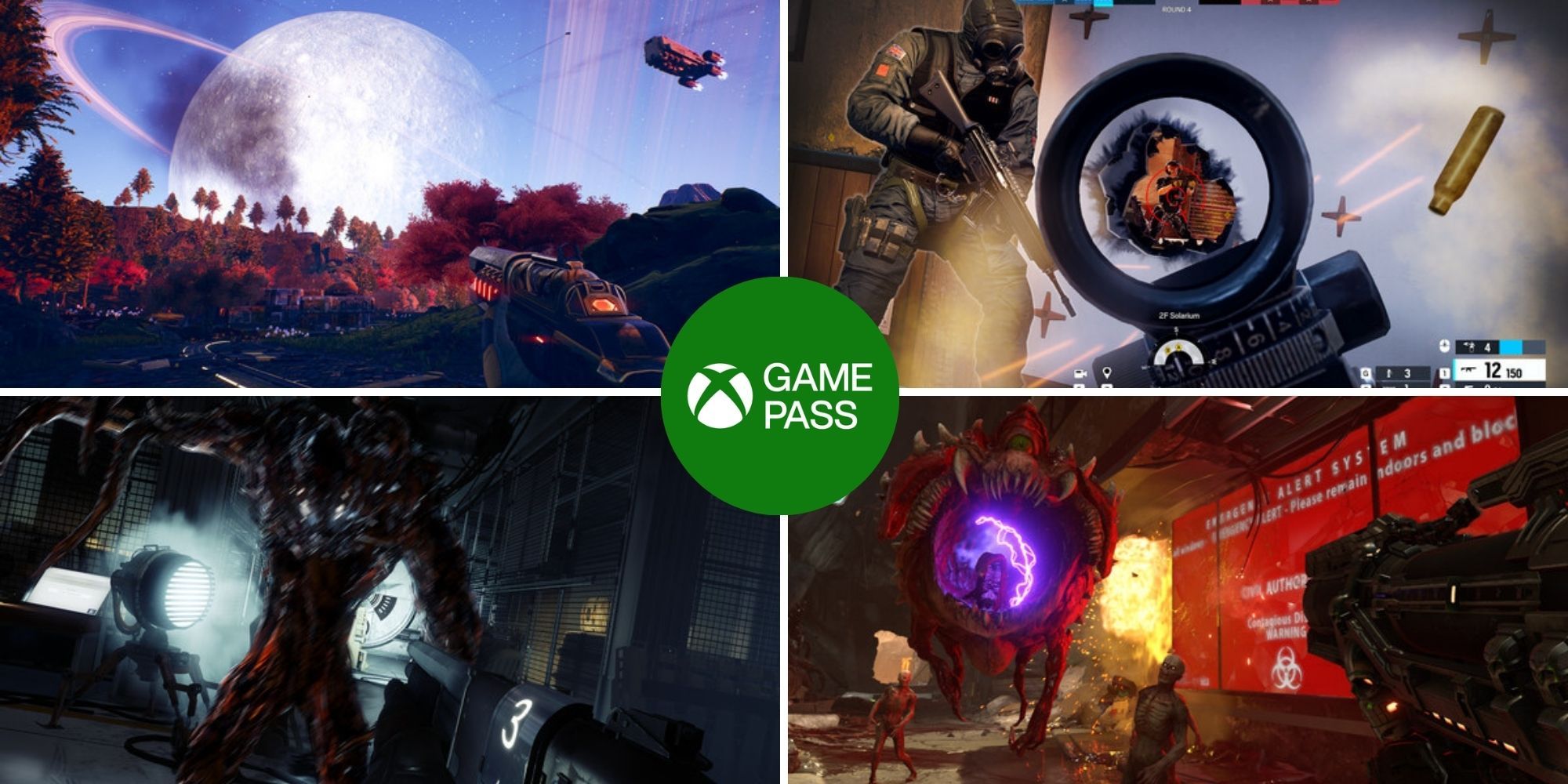 Best Shooters on Game Pass. Prey, Doom, Six Siege, Outer Worlds