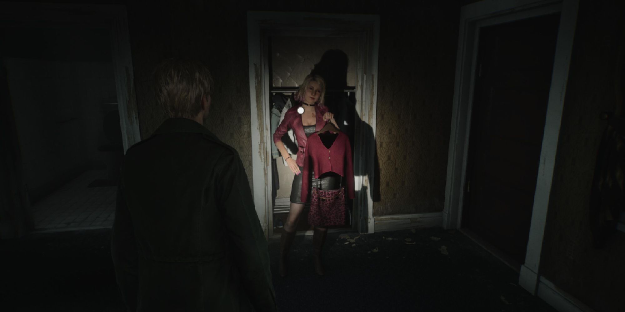 Silent Hill 2 Remake Maria showing James her original Outfit