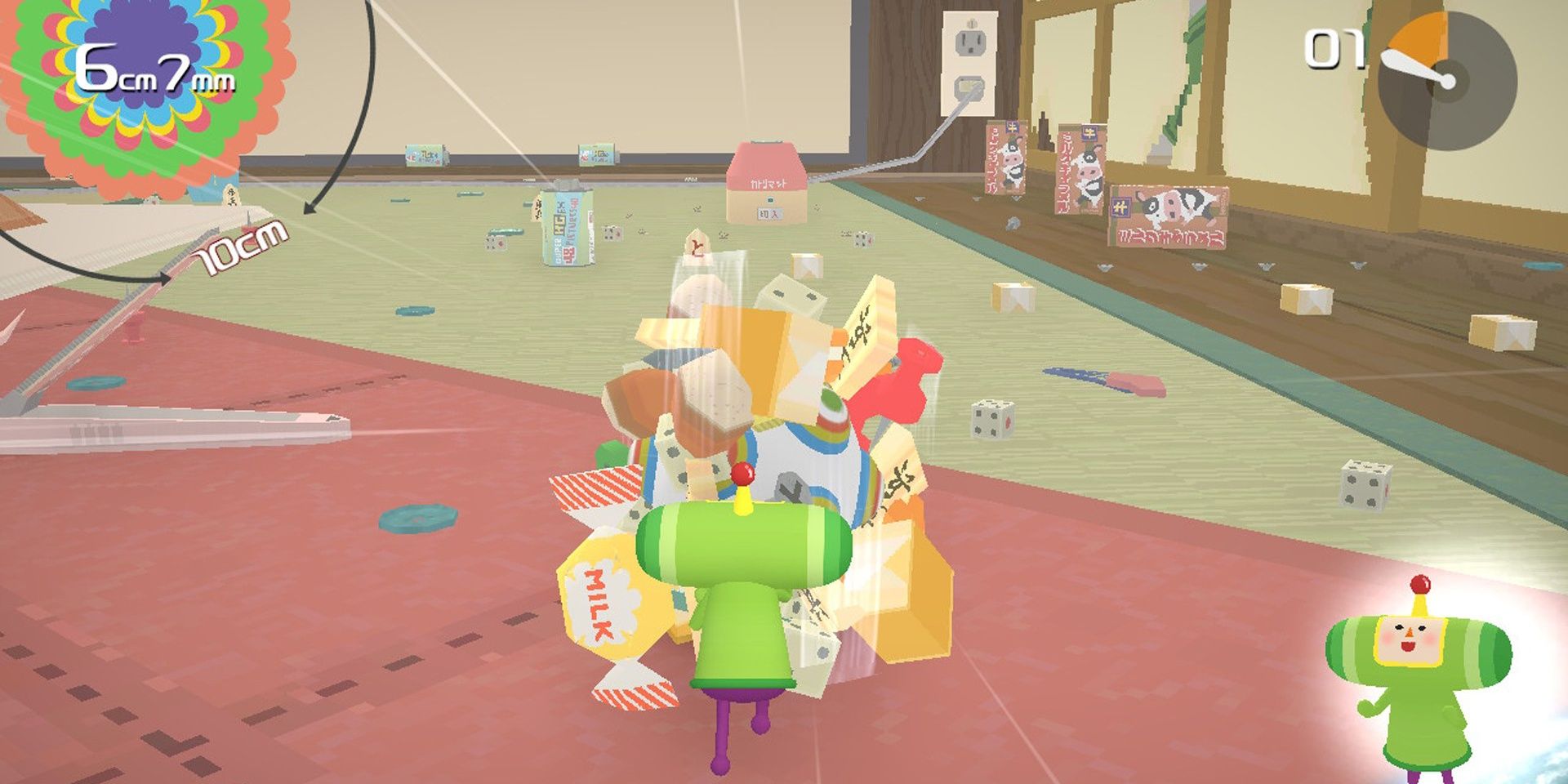 Rolling in the house in Katamari Damacy Reroll