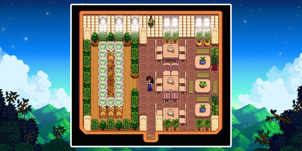 Growing tea and coffee in a Shed on the farm in Stardew Valley.