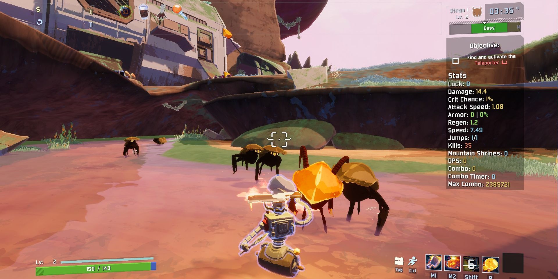 Image of Chef Fighting a Blazing Elite in Risk of Rain 2, with no Twisted Elites in sight.