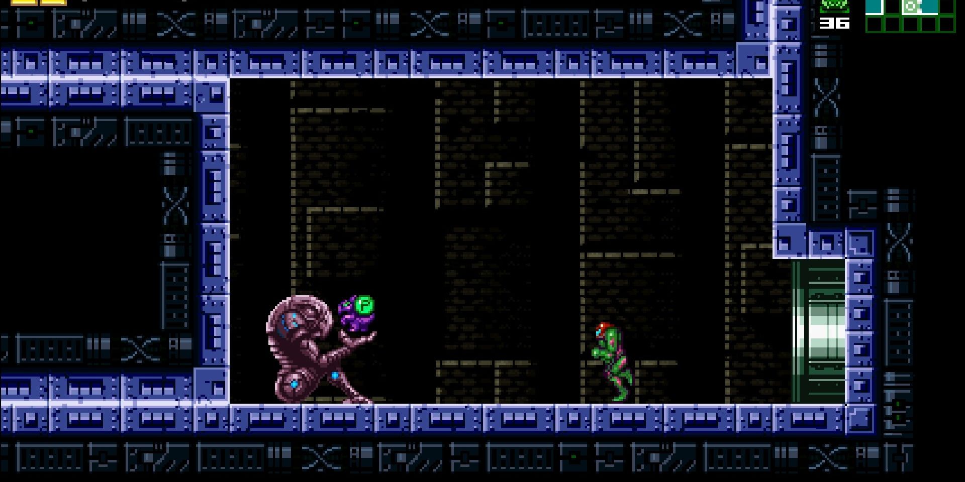 AM2R Randomizer Screenshot, with Plasma Beam in the place of Space Jump.