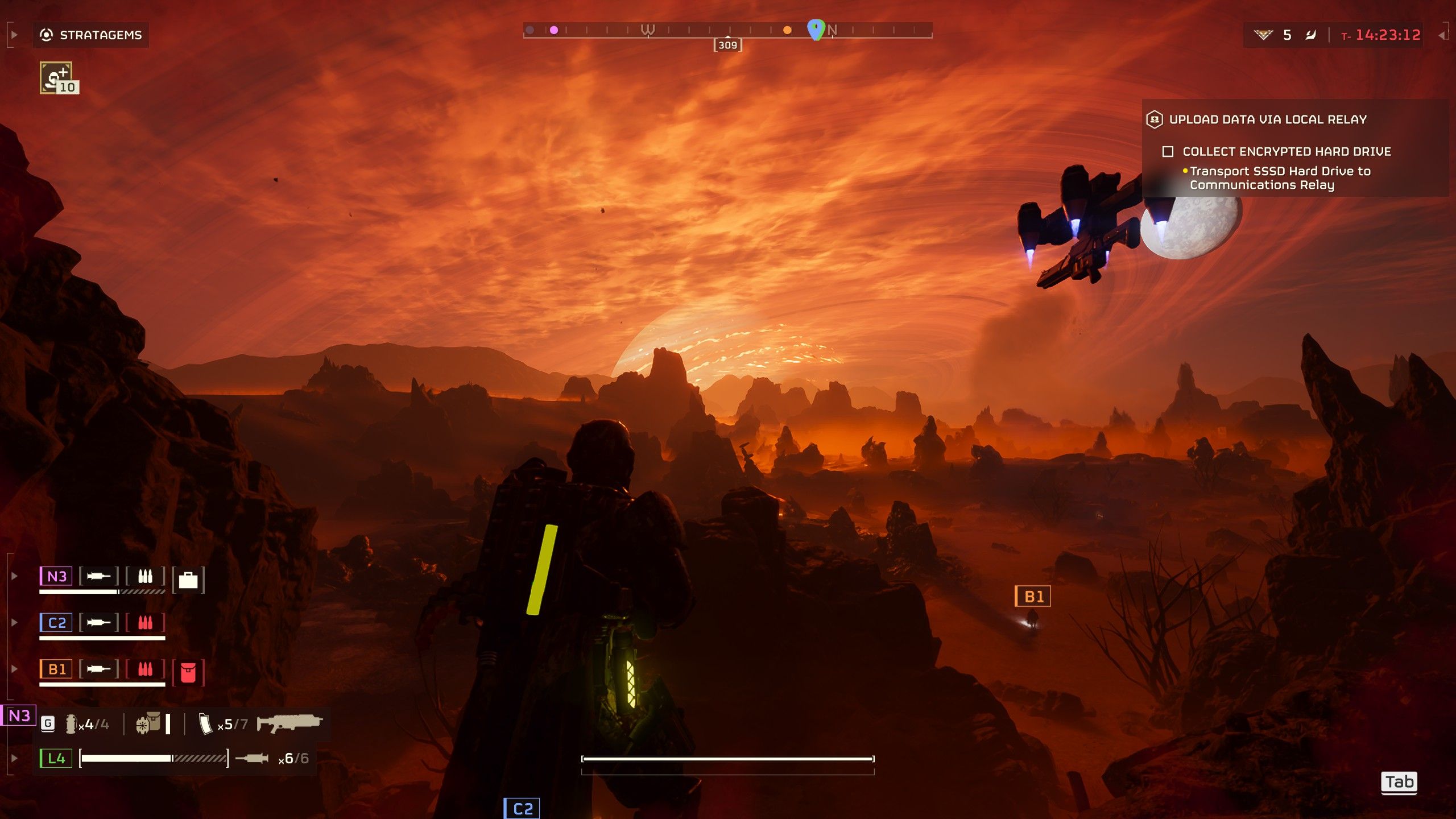 Helldivers 2 screenshot with orange backdrop