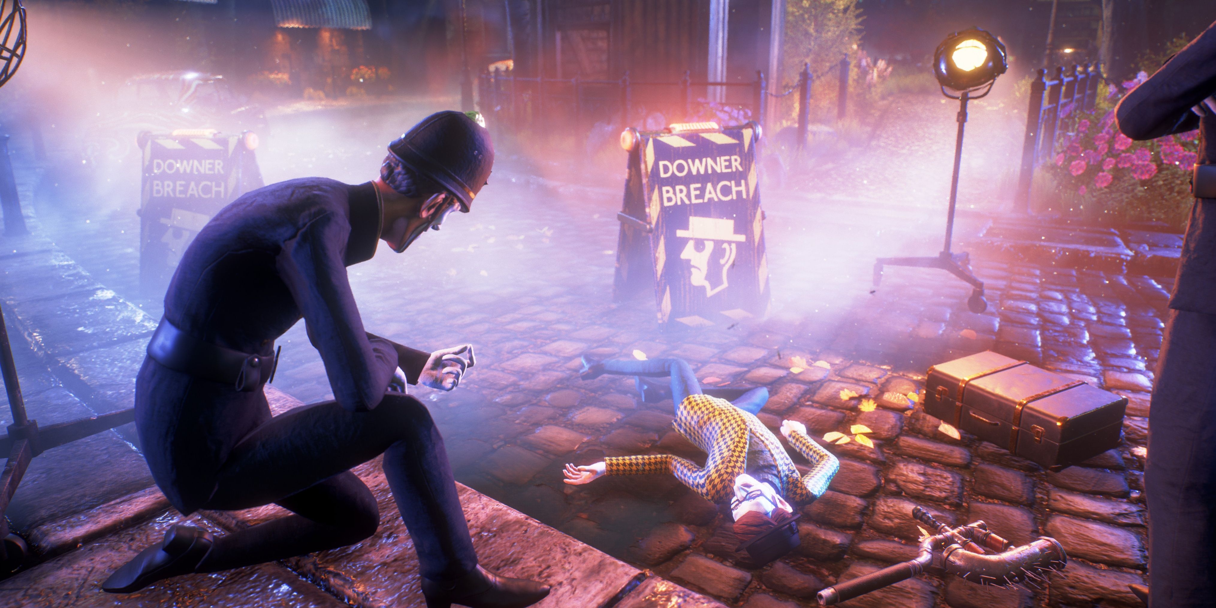 Bobbies inspect a corpse in We Happy Few