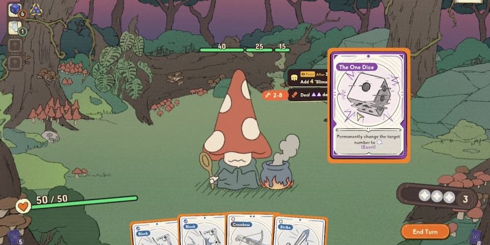 Battling a Mushroom Thing in DICEOMANCER