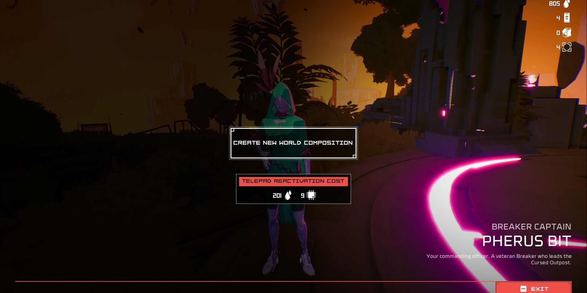 Screenshot showcasing the player creating a new world composition in Hyper Light Breaker.