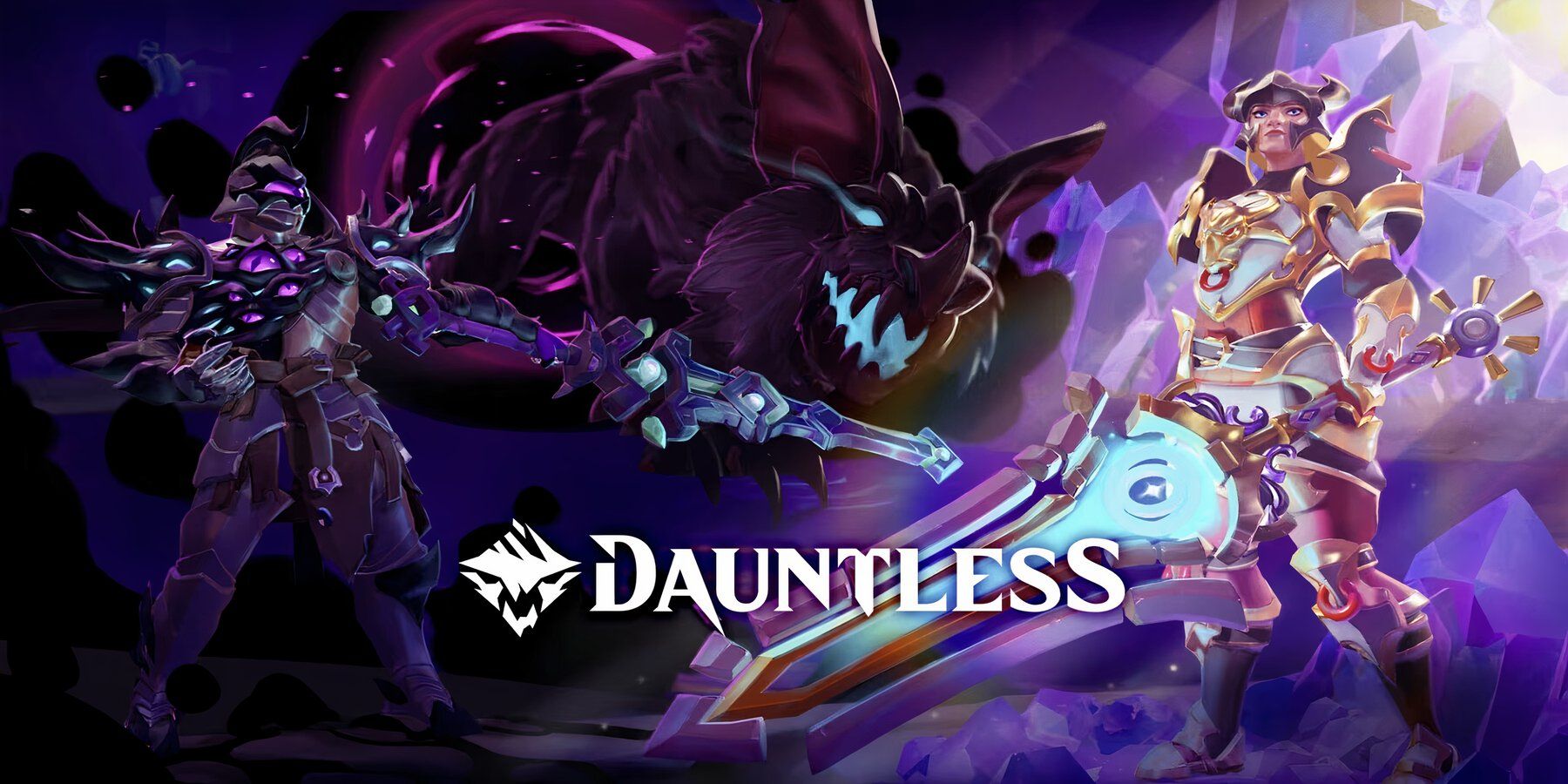 Dauntless Official Poster Two Characters With Monster