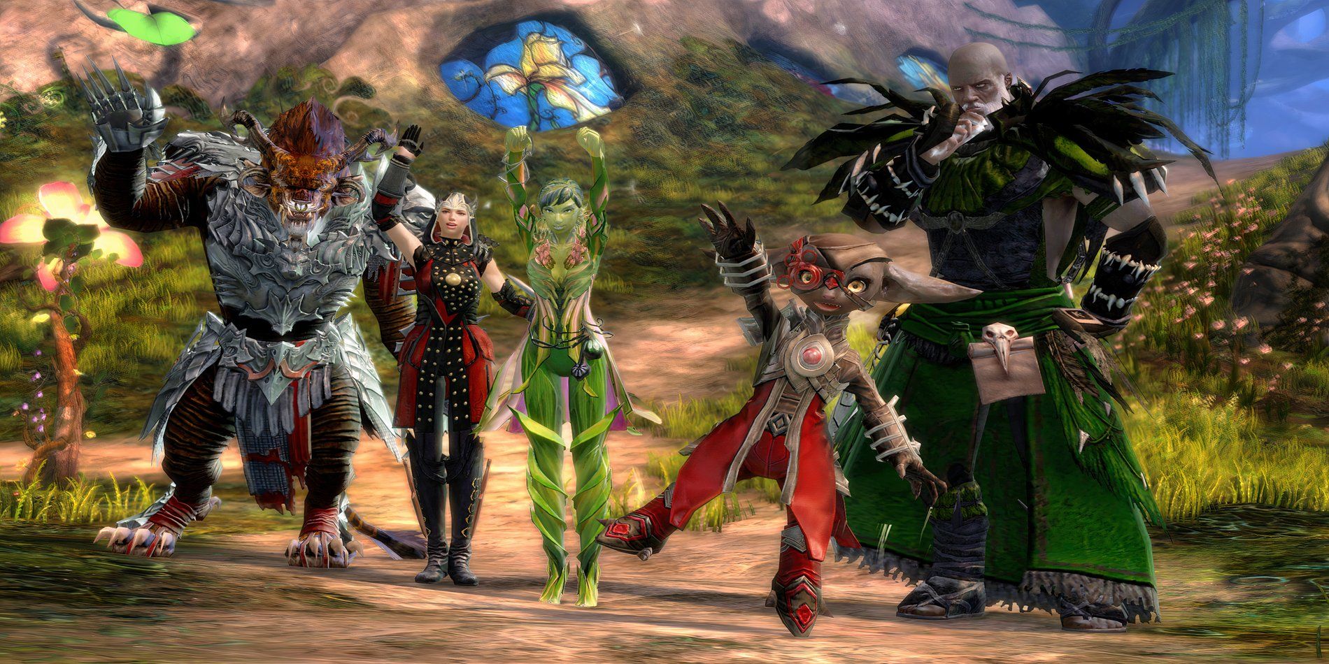 Guild Wars 2 Characters On Path In Forest