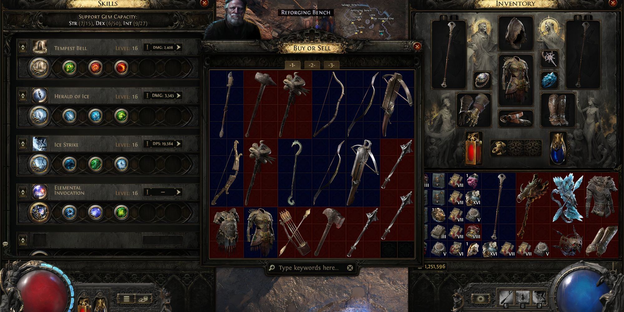 Path of Exile II Gear Interface and Shop