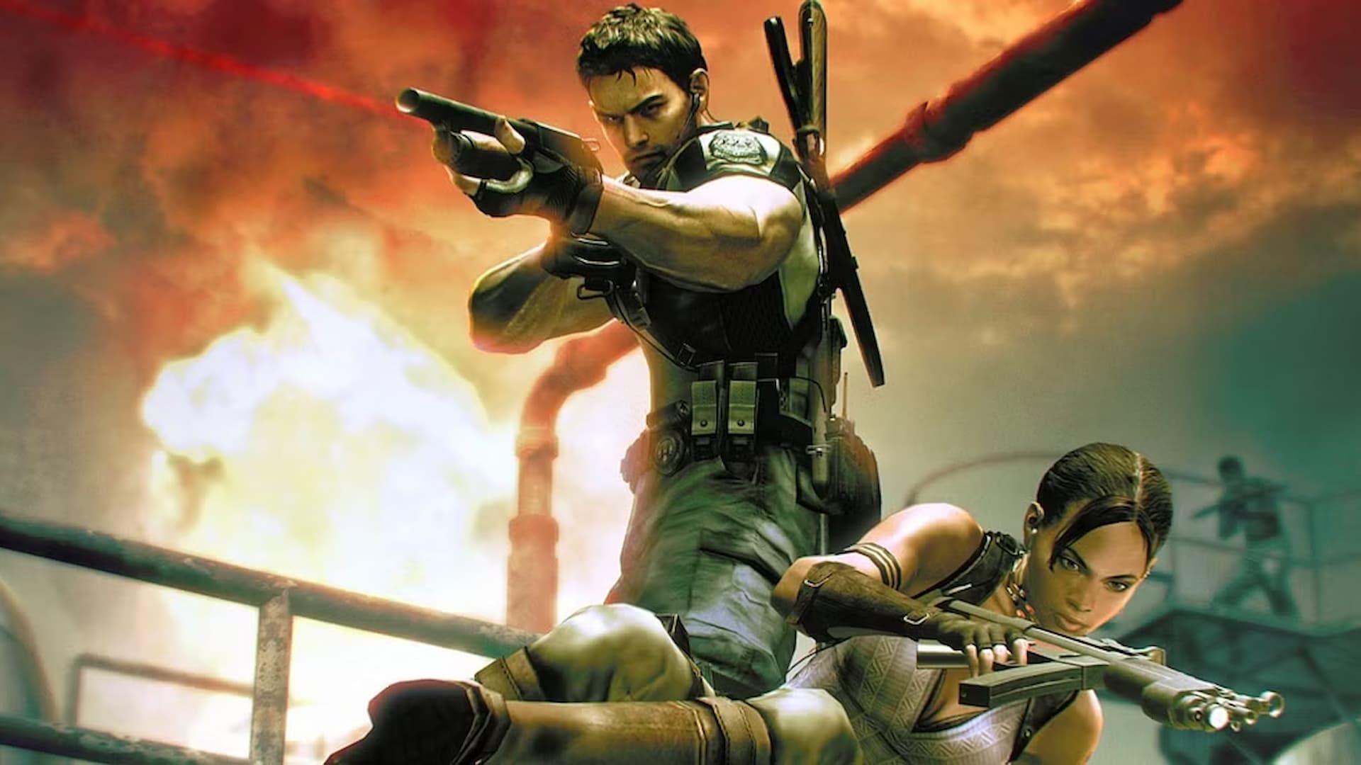 Resident Evil 5 Chris Sheva Guns Artwork