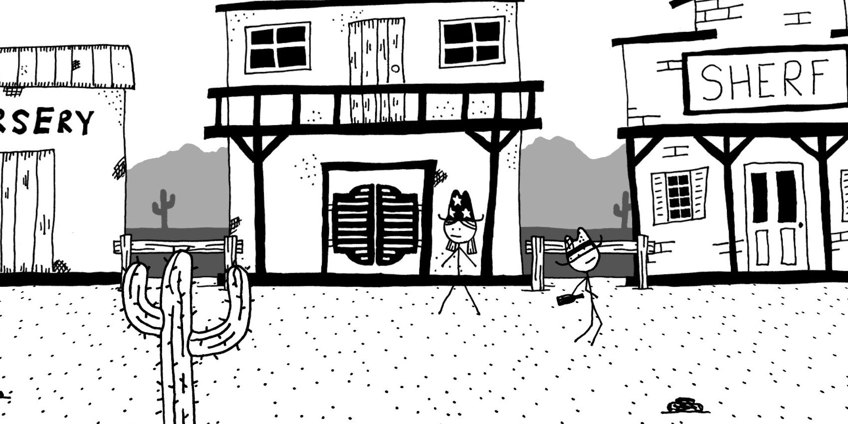 Standing in town in West of Loathing