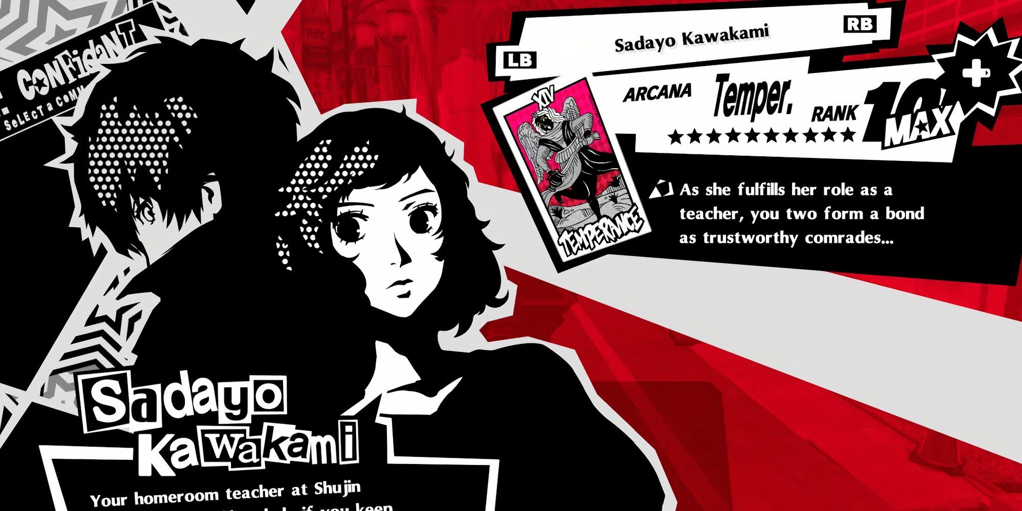 Sadayo Kawakami Confidant rank in Persona 5 Royal